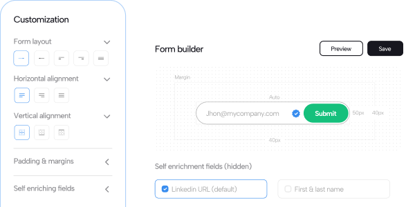 Build forms that your users love to fill with inbuilt real-time validation & enrichment